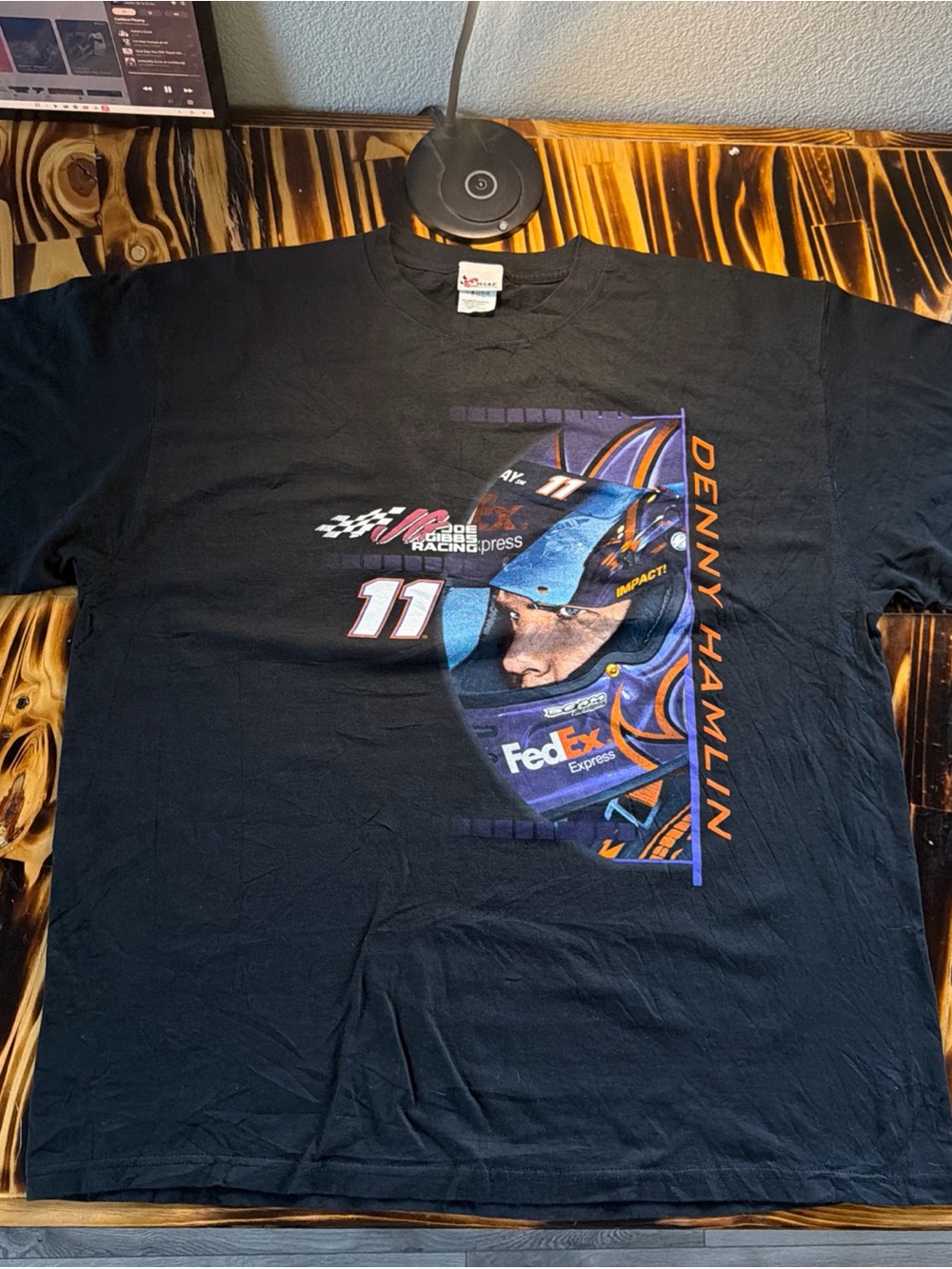 Vintage Denny Hamlin #11 FedEx NASCAR T-Shirt 2XL Chase Authentics Double Sided